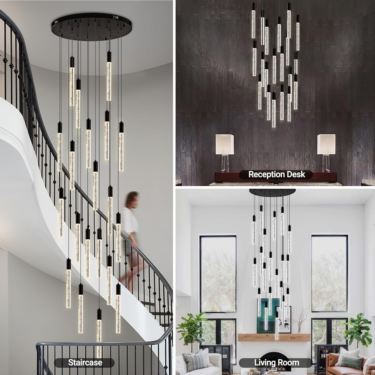 20-Light Modern LED High Ceiling Chandelier