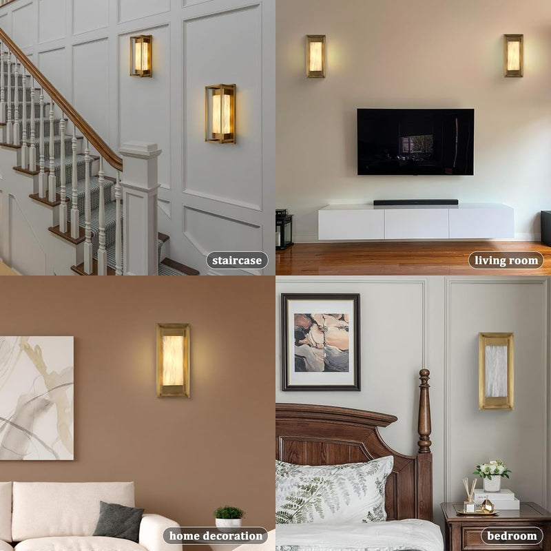 Load image into Gallery viewer, Alabaster Square Shaped Wall Sconce 15.7&quot;
