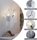 Snow Tree Crystal Silver Wall Sconce 10"H