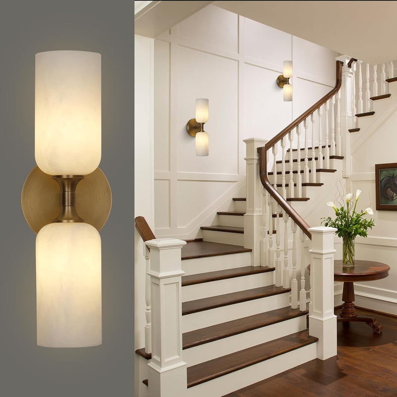 Load image into Gallery viewer, Alabaster 2 heads Wall Sconce for All Scene 13.9&quot;
