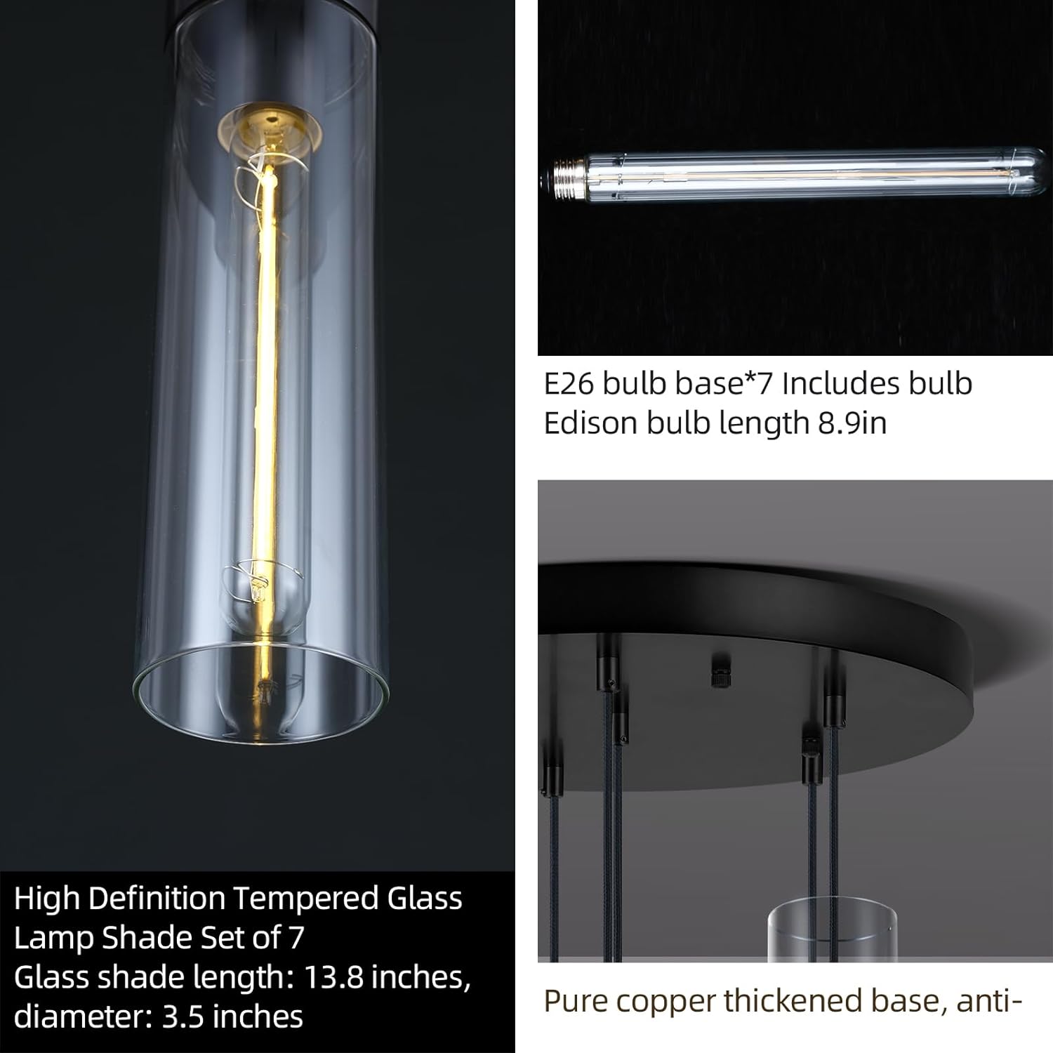 Glass Tube Brass Pendant Lights 1 Light/7 Lights