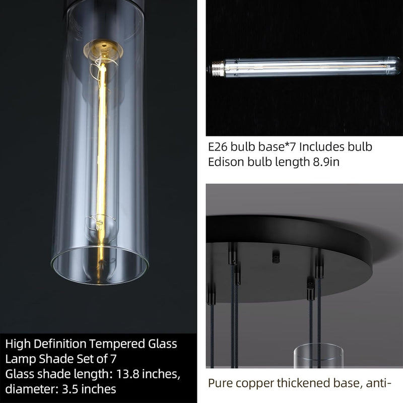 Load image into Gallery viewer, Glass Tube Brass Pendant Lights 1 Light/7 Lights
