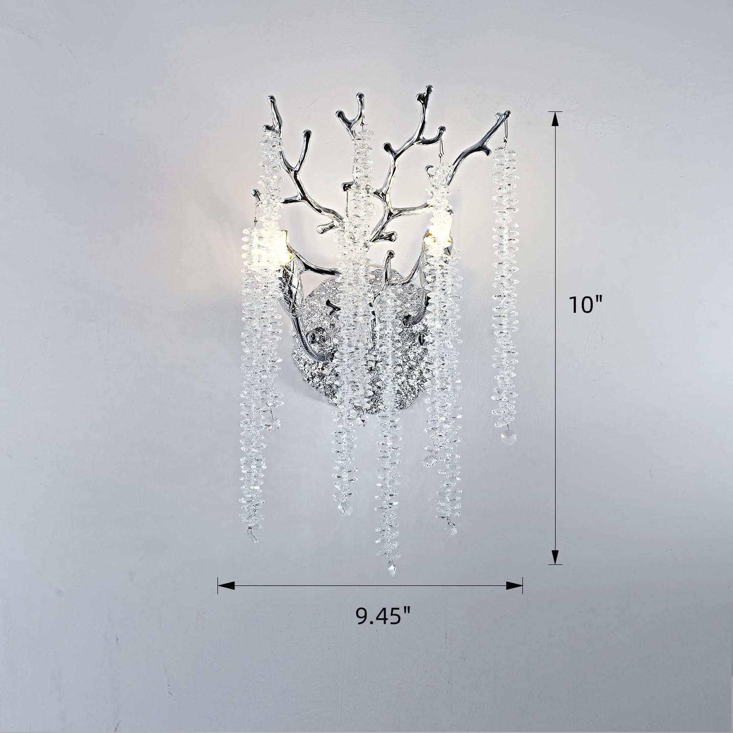 Snow Tree Crystal Silver Wall Sconce 10"H