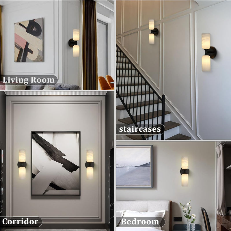 Load image into Gallery viewer, Alabaster 2 heads Wall Sconce for All Scene 13.9&quot;
