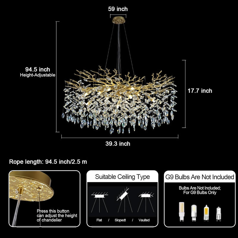 Load image into Gallery viewer, Ice Eye Modern Crystal Tree Branch Round Chandelier for All Rooms 30&quot; 40&quot; 48&quot;
