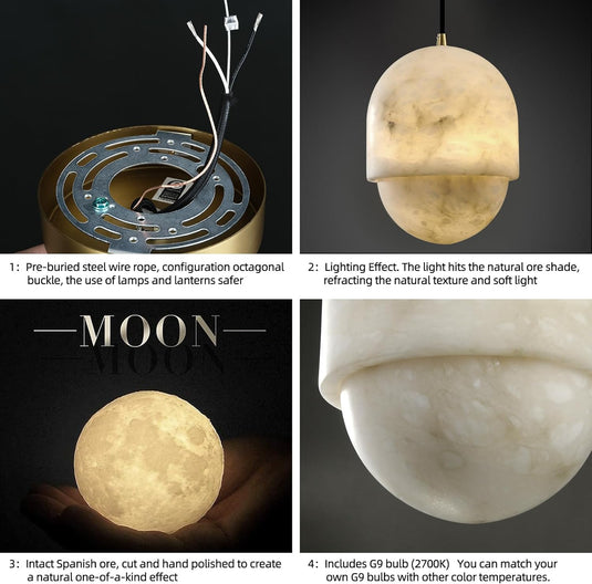 Capsule/Bilayer/Raindrop Type Alabaster Marble Modern Pendant for All Scene