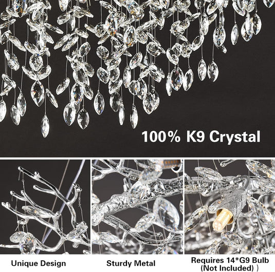 Ice Eye Modern Crystal Tree Branch Round Chandelier for All Rooms 30" 40" 48"