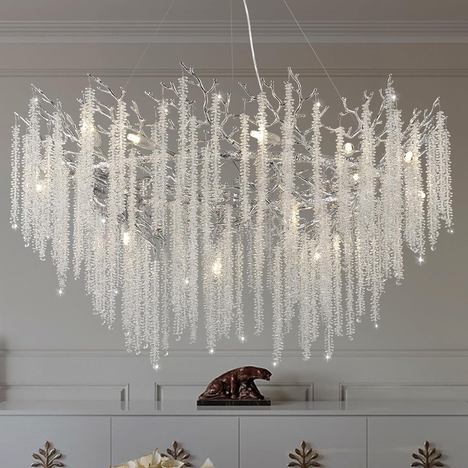 Snow Tree Branch Gold/Silver Chandelier 47''