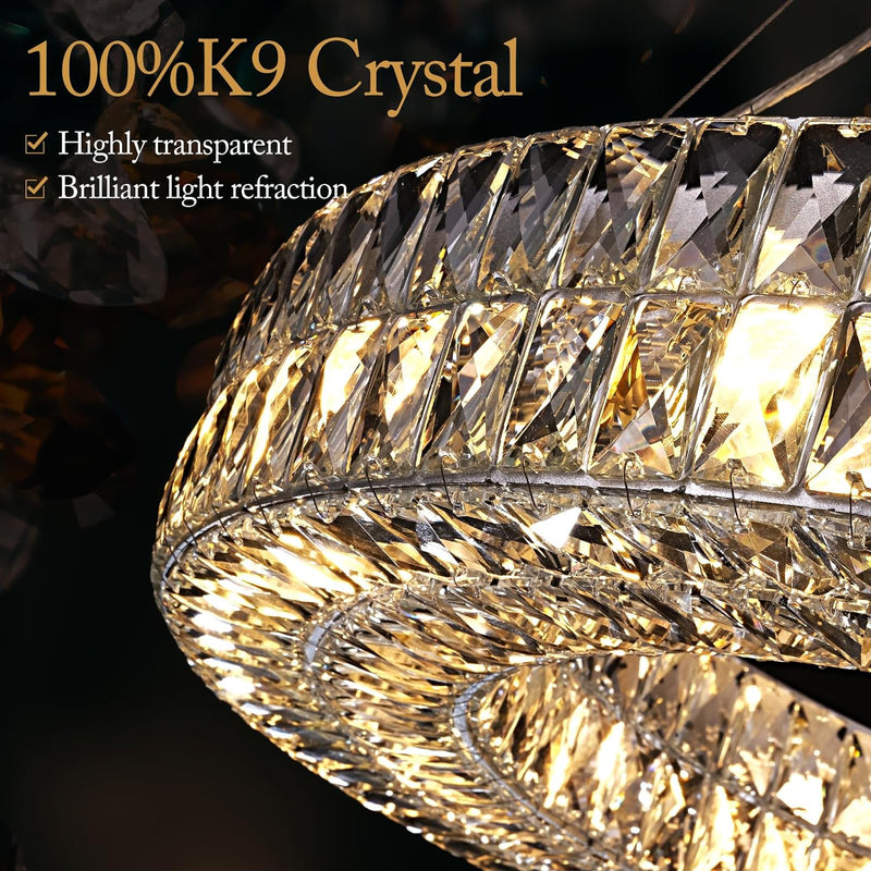 Load image into Gallery viewer, K9 Crystal Round/Rectangular Chandelier 32&quot; 61&quot;
