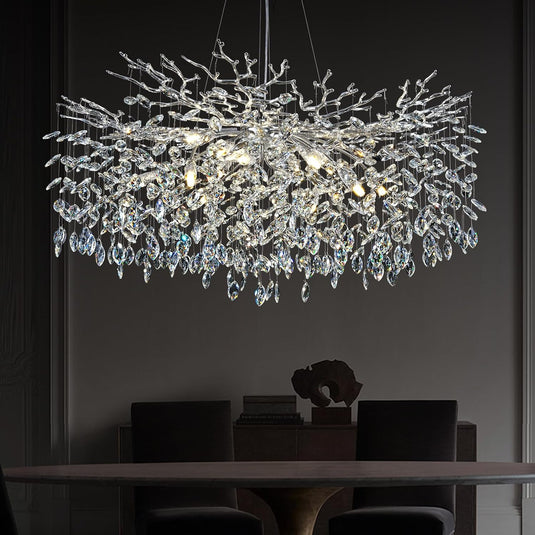 Ice Eye Modern Crystal Tree Branch Round Chandelier for All Rooms 30" 40" 48"