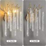 Ice Strip Crystal Gold Wall Sconce for All Rooms 17.7"H
