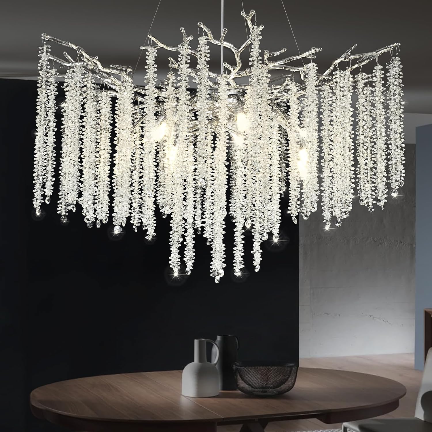 Silver Snow Tree Branches Chandelier for All Rooms 30''