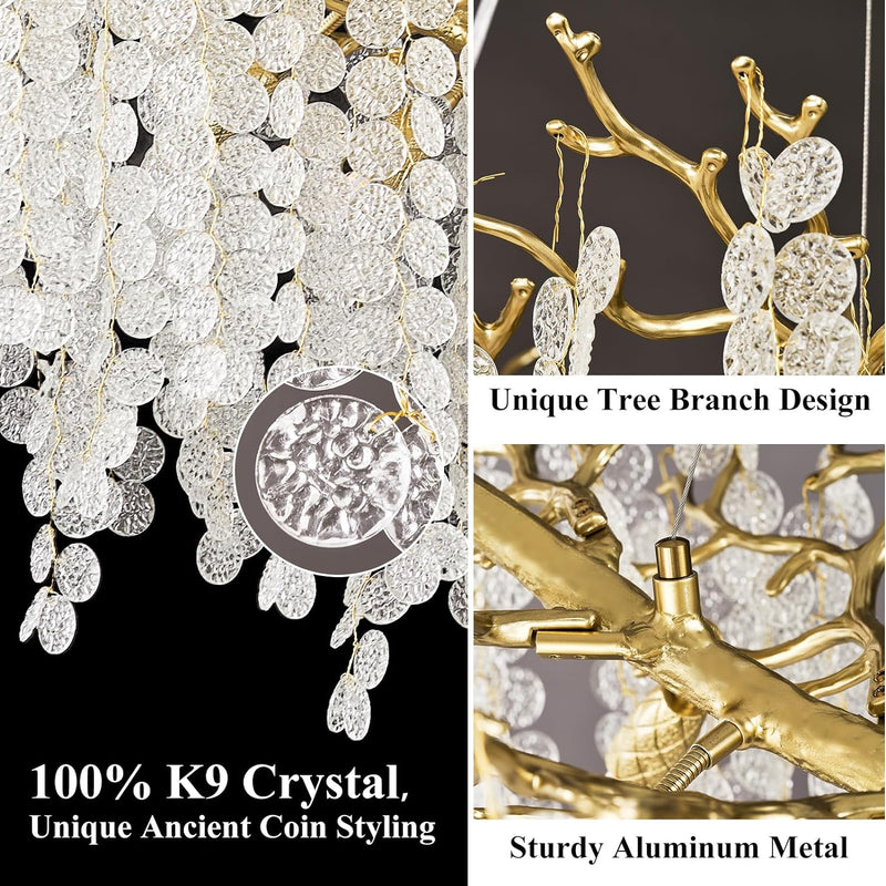 Load image into Gallery viewer, Coin Type Crystal Tree Branch Linear Chandelier 72&quot;
