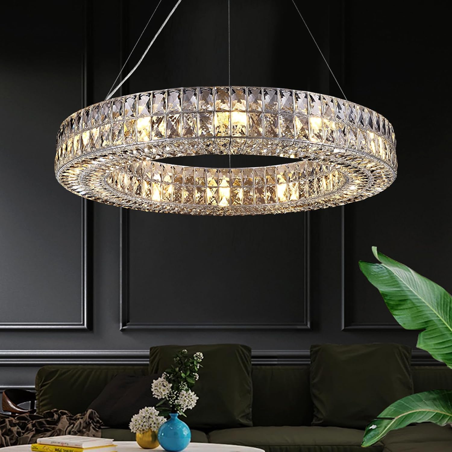 K9 Crystal Round/Rectangular Chandelier 32" 61"