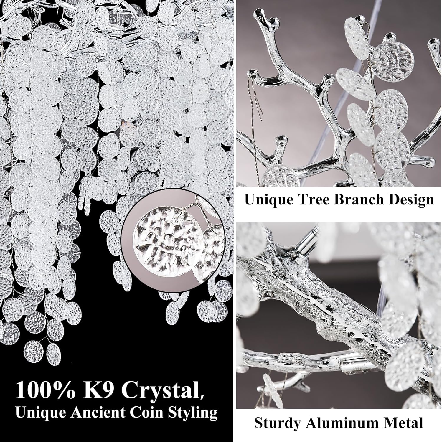 Coin Type Crystal Tree Branch Linear Chandelier 72"