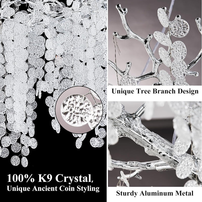 Load image into Gallery viewer, Coin Type Crystal Tree Branch Linear Chandelier 72&quot;
