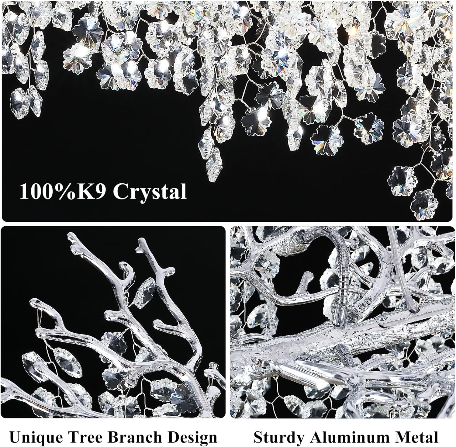 Snow Tree Branch Crystal Chandelier for All Rooms 30" 40" 55"