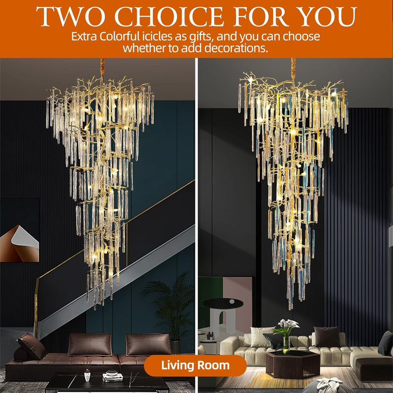 Load image into Gallery viewer, Ice Strip Modern Crystal Tree Branch Staircase Chandelier 95&quot;
