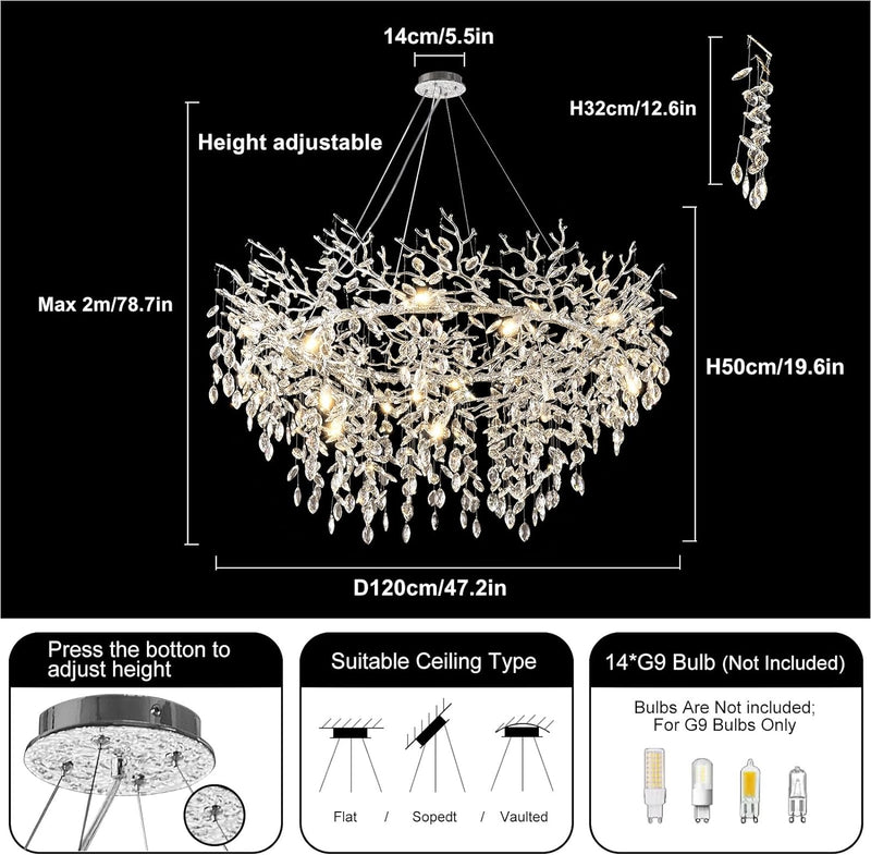 Load image into Gallery viewer, Ice Eye Modern Crystal Tree Branch Round Chandelier for All Rooms 30&quot; 40&quot; 48&quot;
