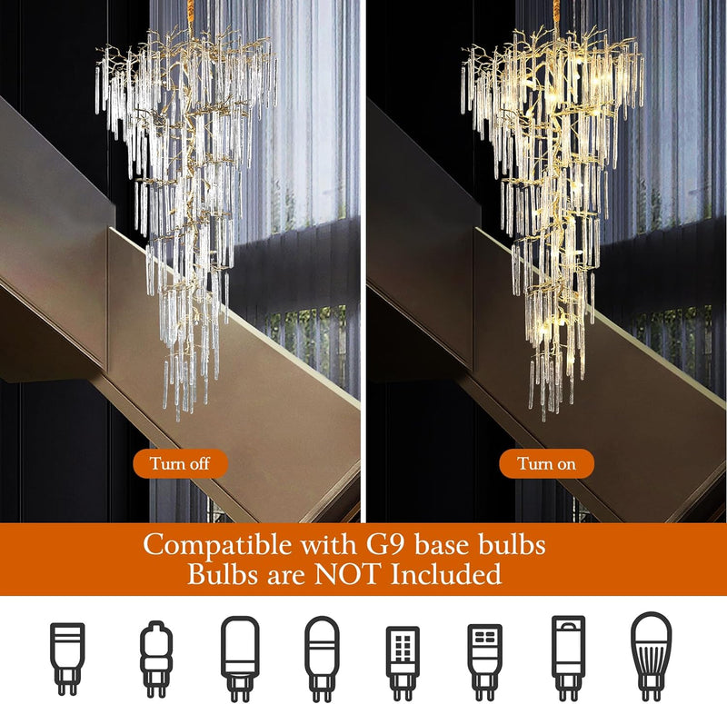 Load image into Gallery viewer, Ice Strip Modern Crystal Tree Branch Staircase Chandelier 95&quot;
