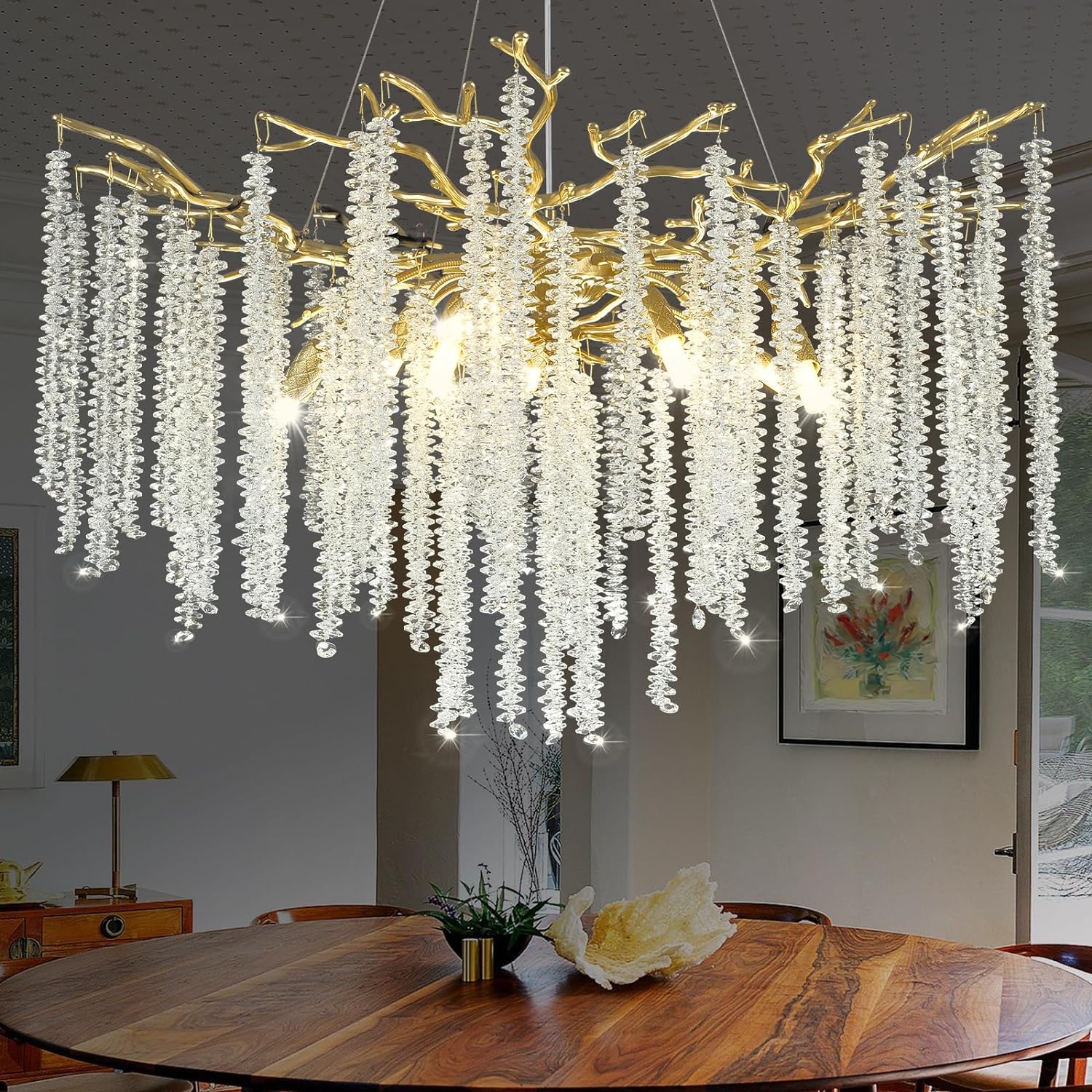 Snow Tree Branch Crystal Gold Chandeliers for All Rooms 30''