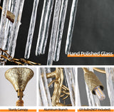 Ice Strip Modern Crystal Tree Branch Staircase Chandelier 95"