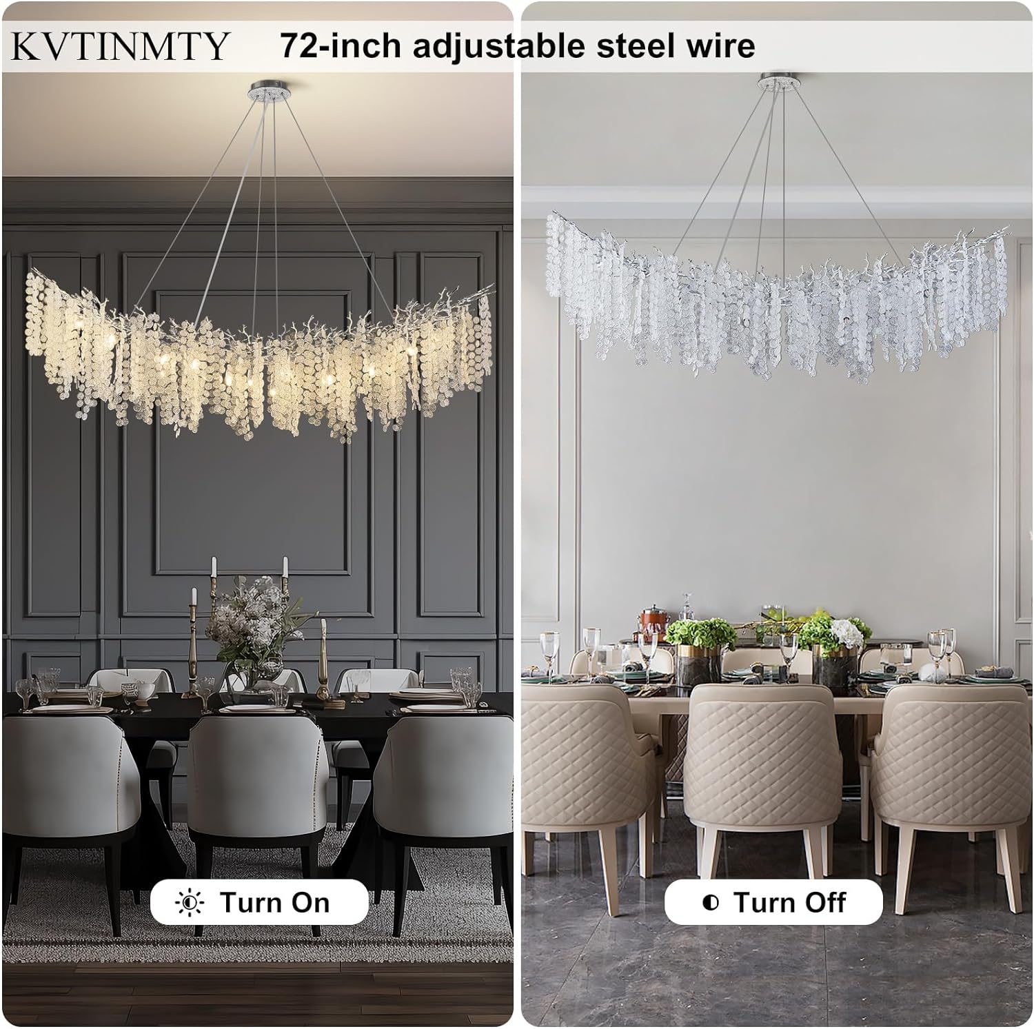 Coin Type Crystal Tree Branch Linear Chandelier 72"