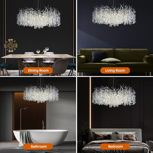 Snow Tree Branch Crystal Chandelier for All Rooms 30" 40" 55"