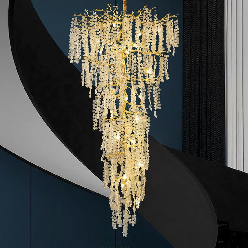 Load image into Gallery viewer, Coin Type Modern Crystal Tree Branch Staircase Chandelier 95&quot;
