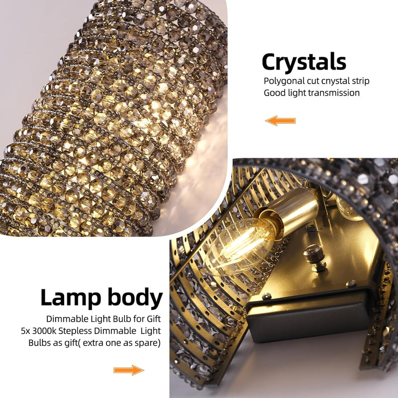 Load image into Gallery viewer, K9 Grey/Clear Crystal Beads Wall Sconce 21&quot;
