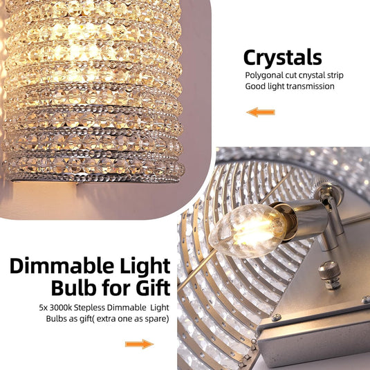 K9 Grey/Clear Crystal Beads Wall Sconce 21"