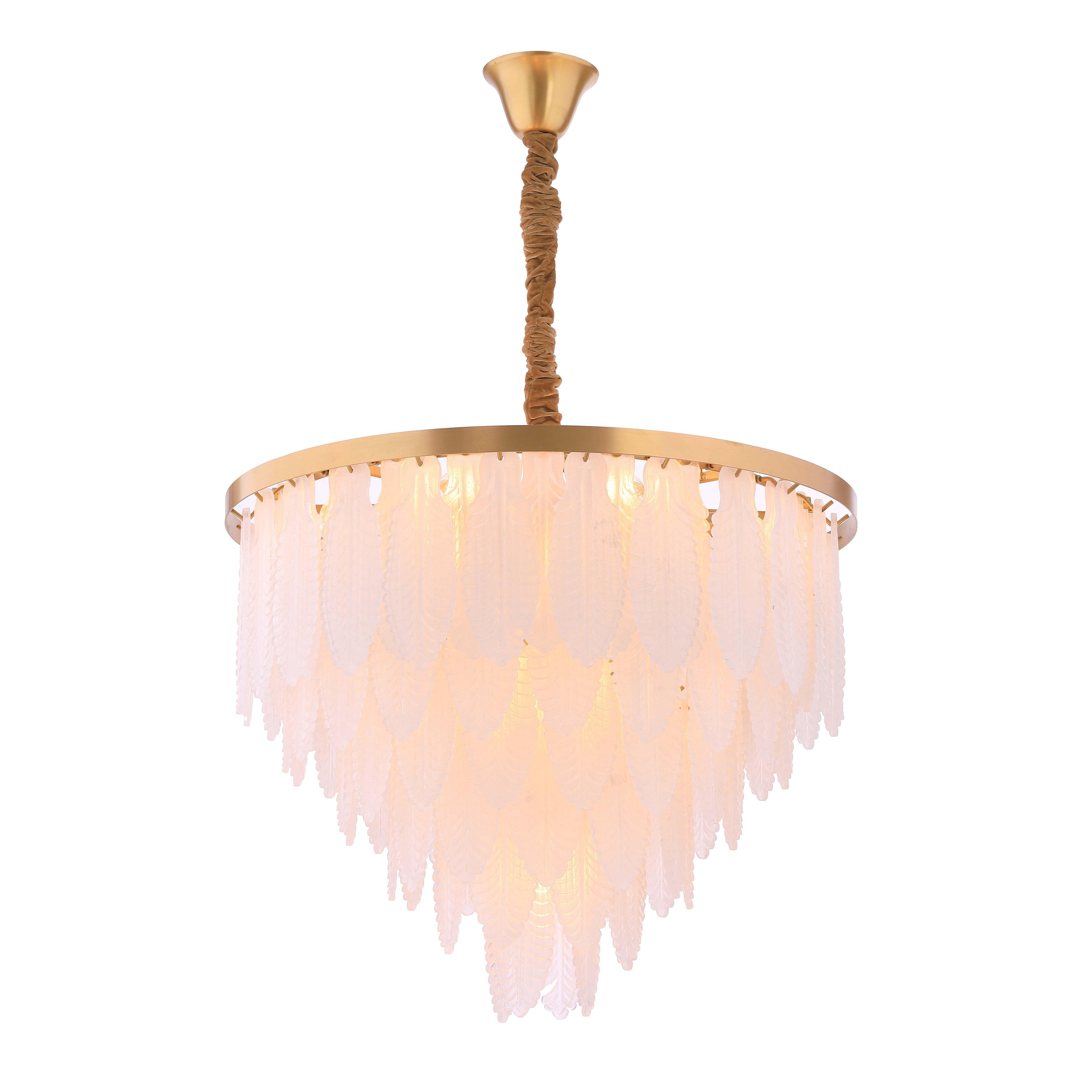 Tampa Leaf Round Tiered Glass Chandelier