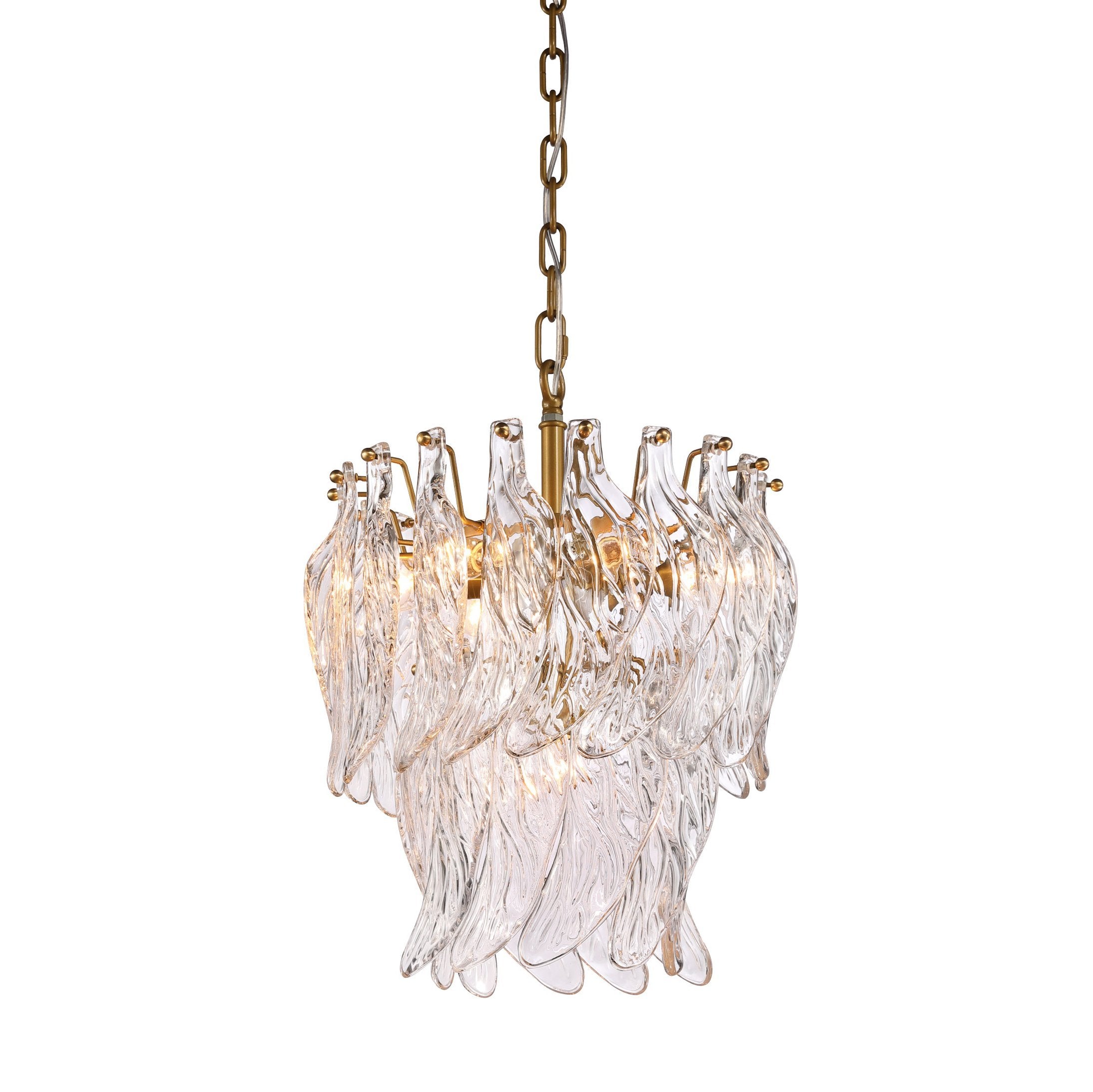 Firoze Glass Leaf Tiered Chandelier