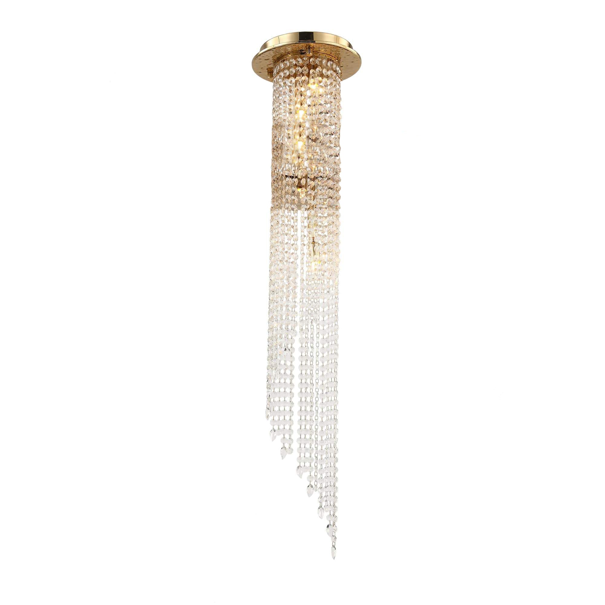 Lucid Flushmount Brass Crystal Pendant Light
