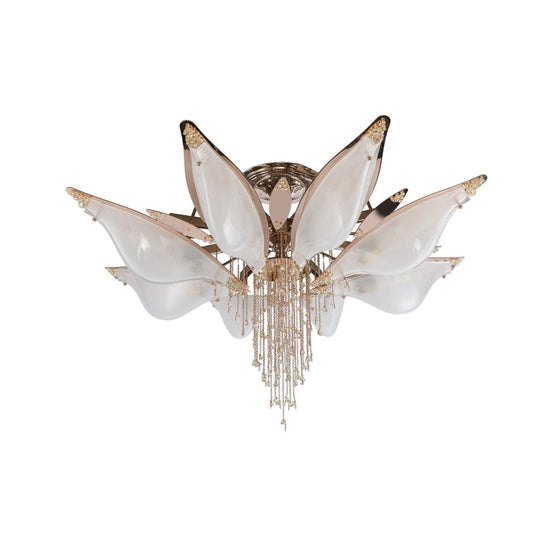 Aria Open-Flower Crystal Murano Flushmount Chandelier