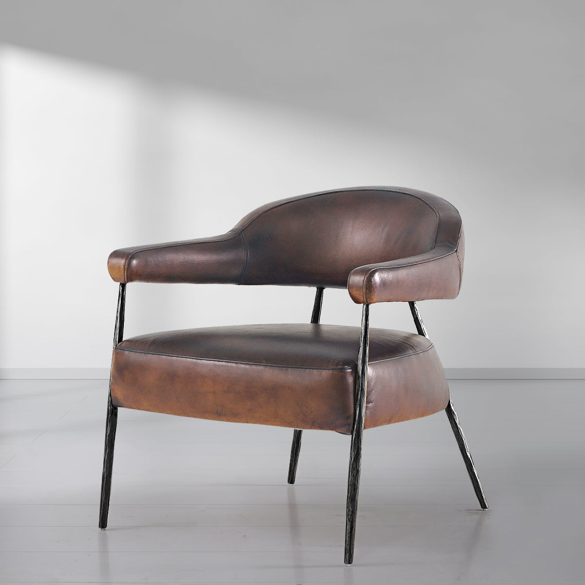 Thaddeus Brown Leather Lounge Armchair