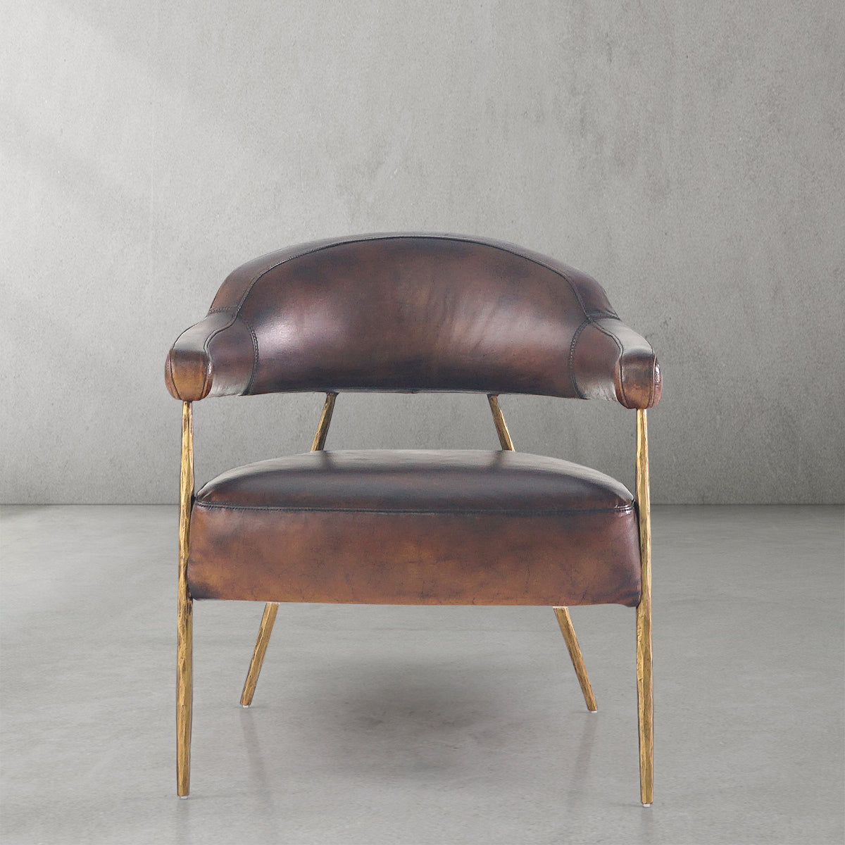 Thaddeus Brown Leather Lounge Armchair