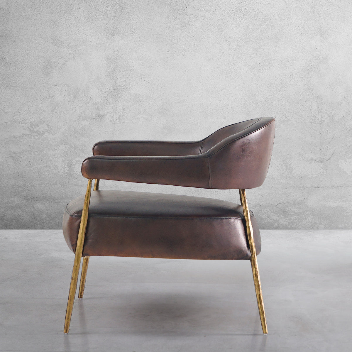 Thaddeus Brown Leather Lounge Armchair