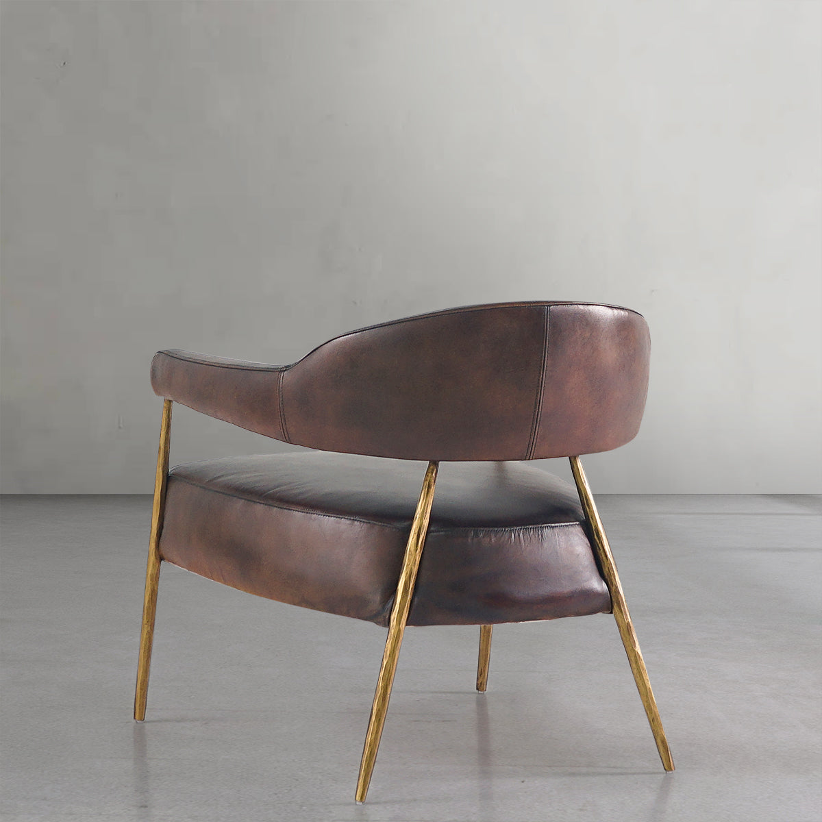 Thaddeus Brown Leather Lounge Armchair