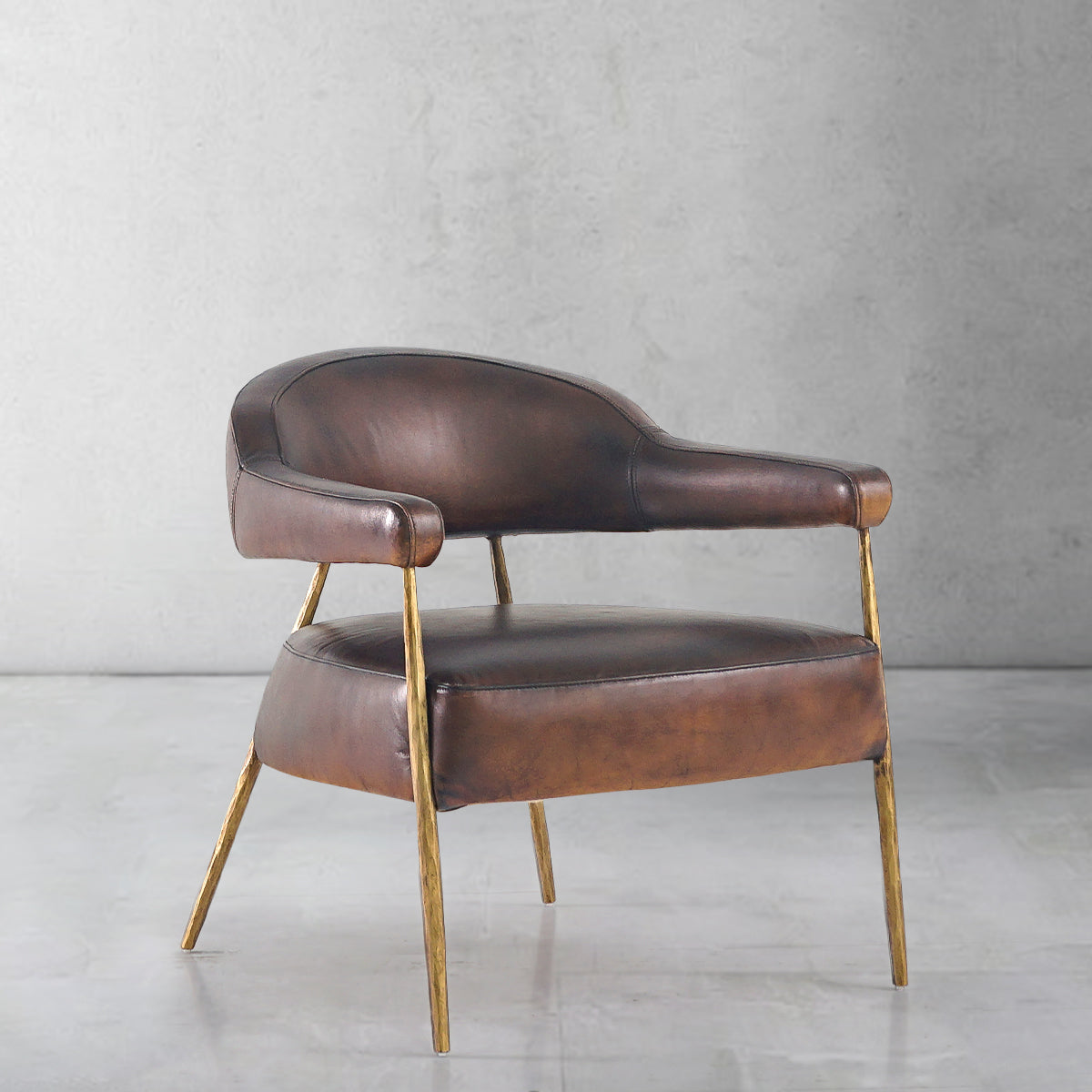 Thaddeus Brown Leather Lounge Armchair