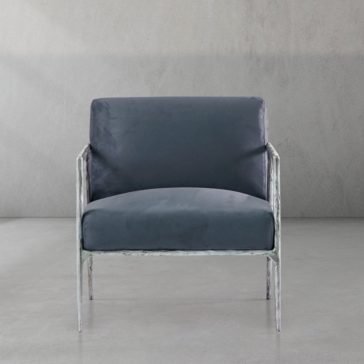 Thaddeus Retro Silver Iron Frame Track Armchair