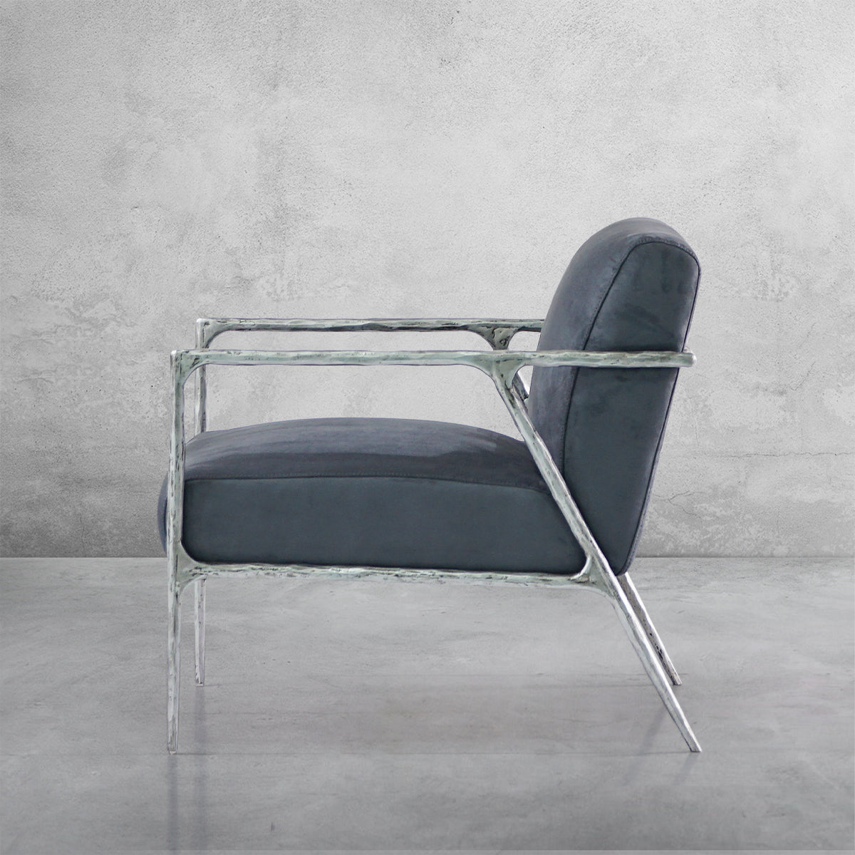 Thaddeus Retro Silver Iron Frame Track Armchair