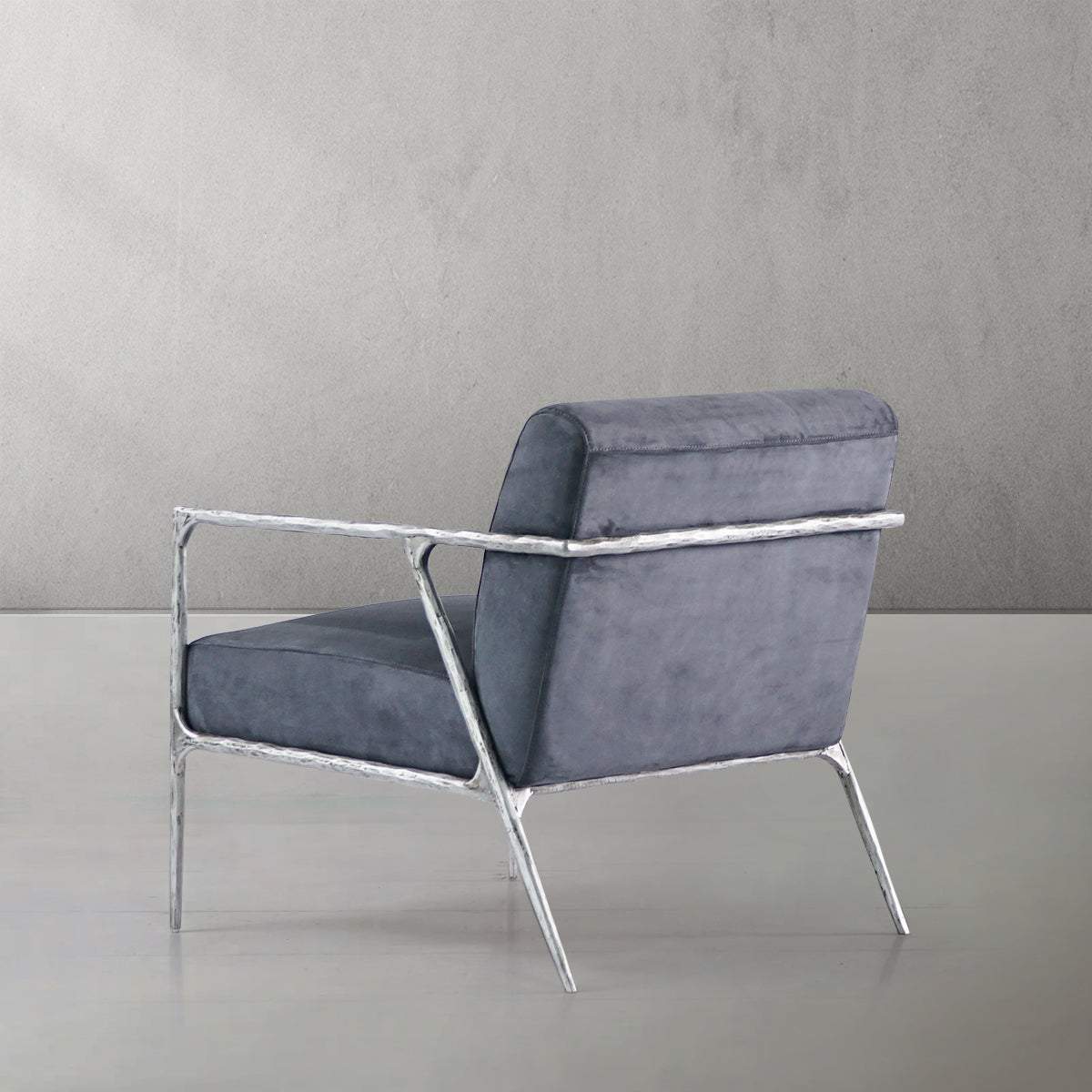 Thaddeus Retro Silver Iron Frame Track Armchair