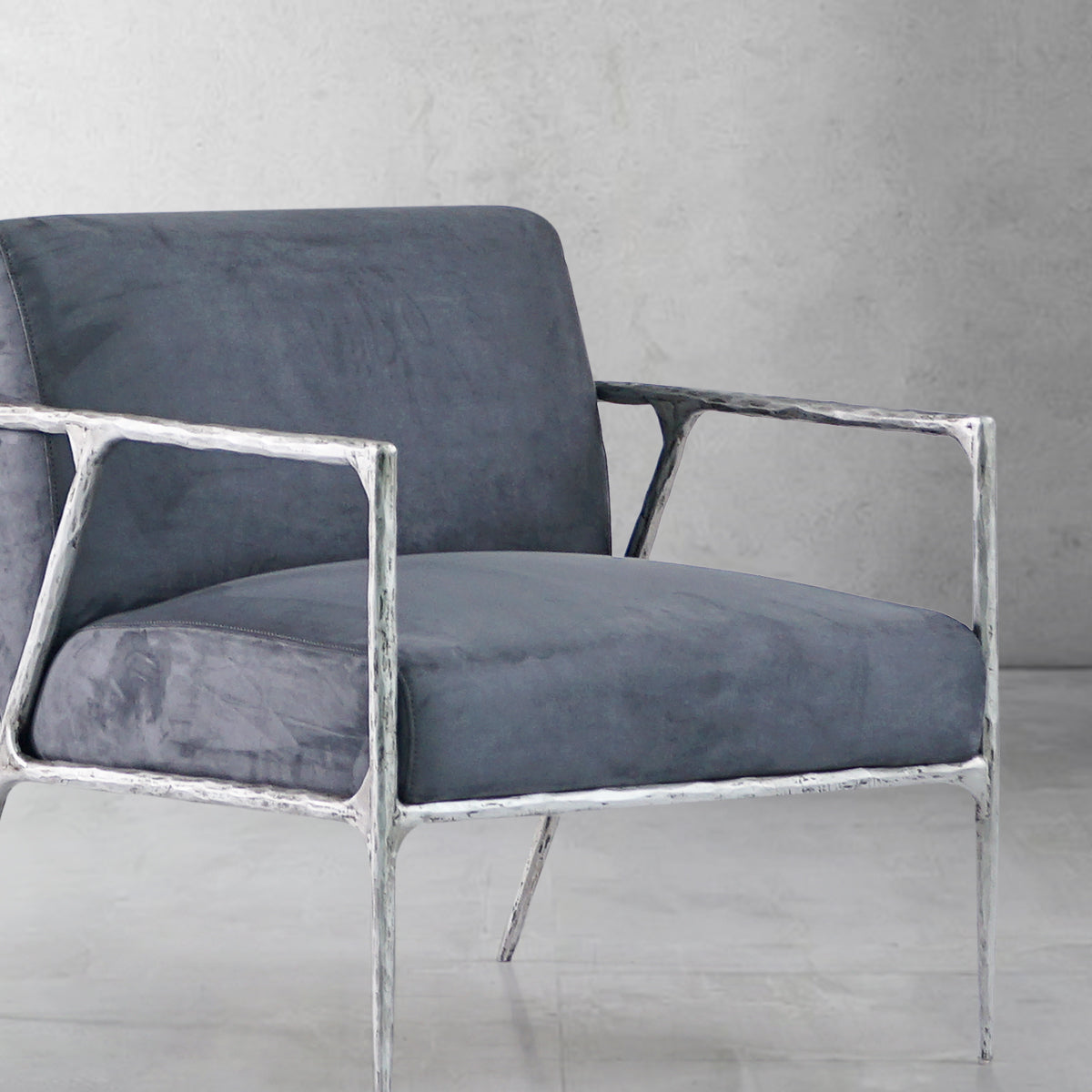 Thaddeus Retro Silver Iron Frame Track Armchair