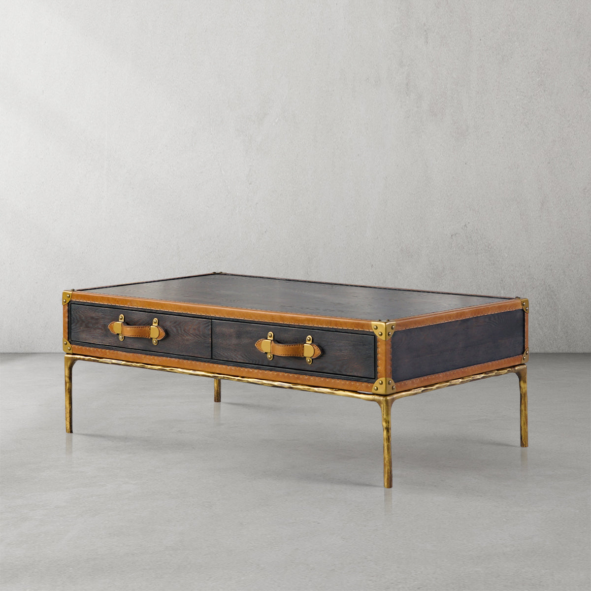 Thaddeus Vintage Leather Square Coffee Table