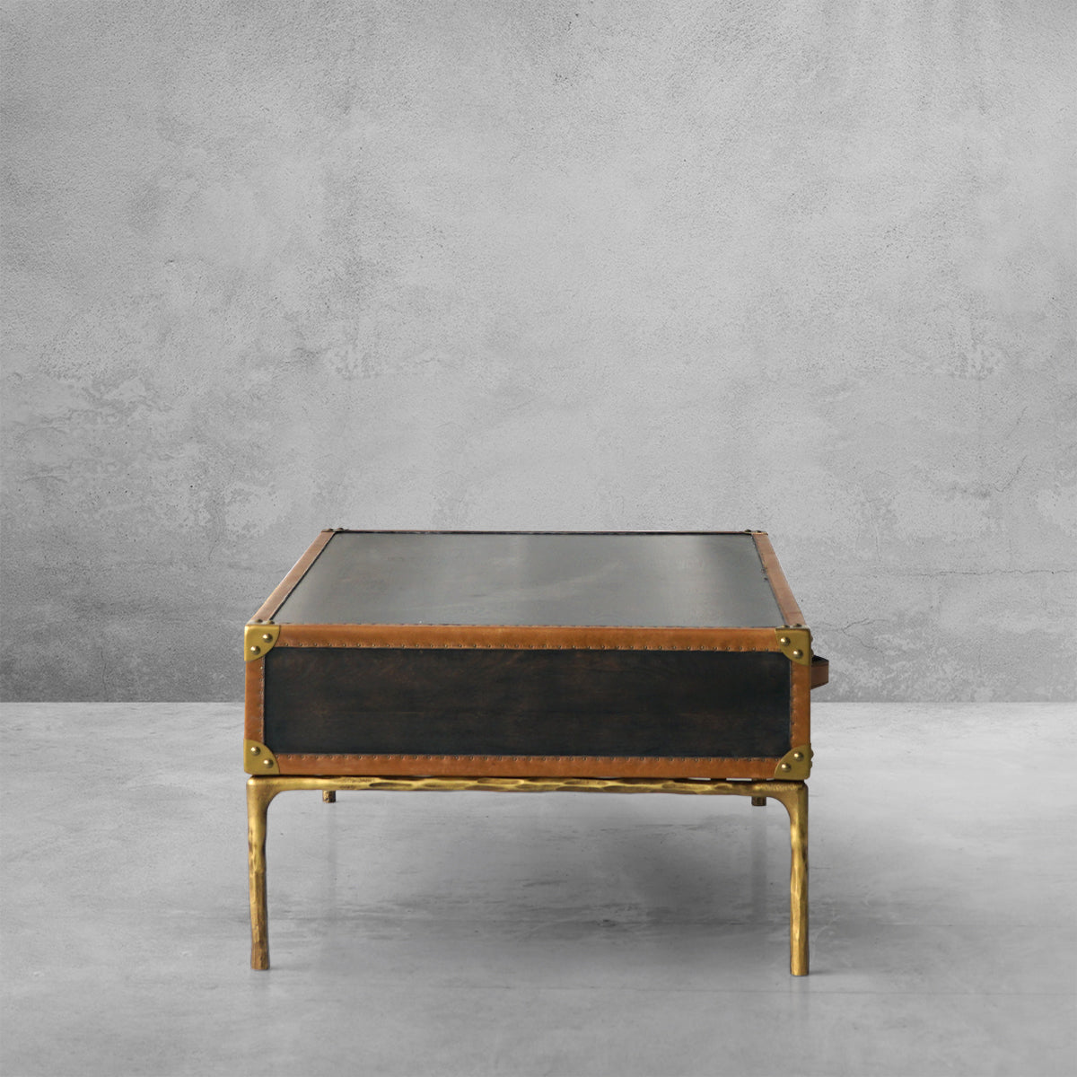 Thaddeus Vintage Leather Square Coffee Table