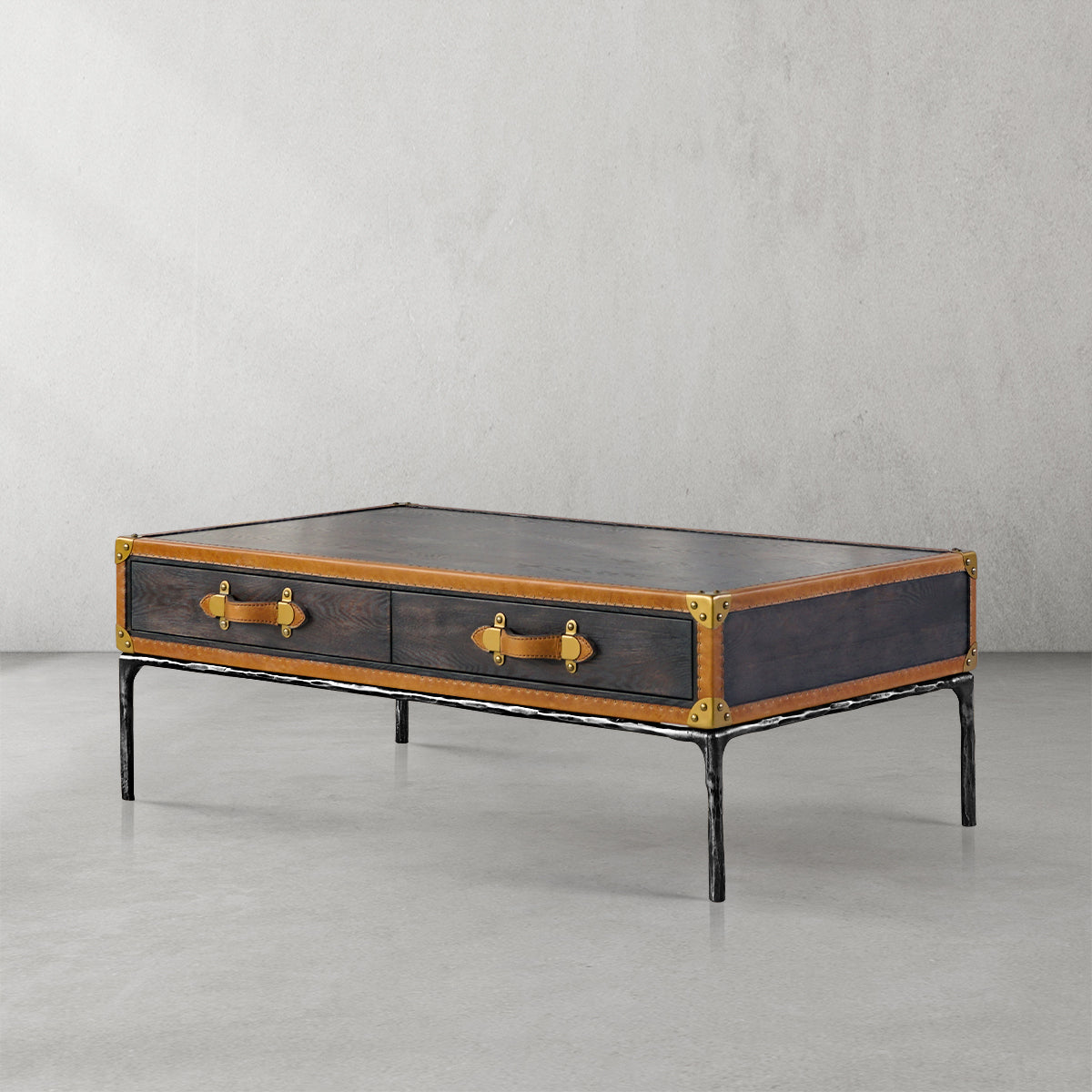 Thaddeus Vintage Leather Square Coffee Table