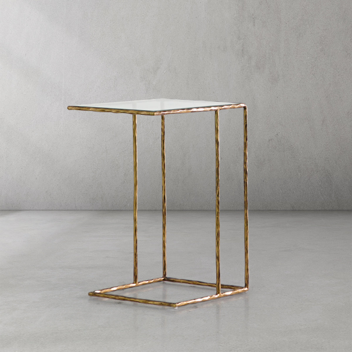 Thaddeus Tempered Glass C-Shaped Side Table