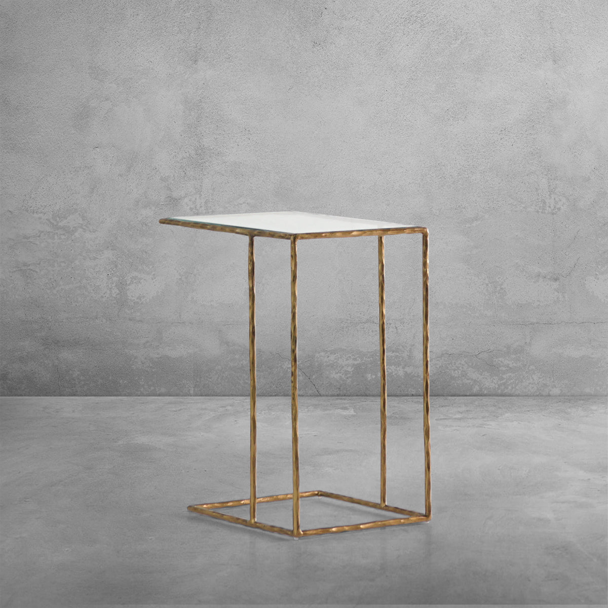 Thaddeus Tempered Glass C-Shaped Side Table