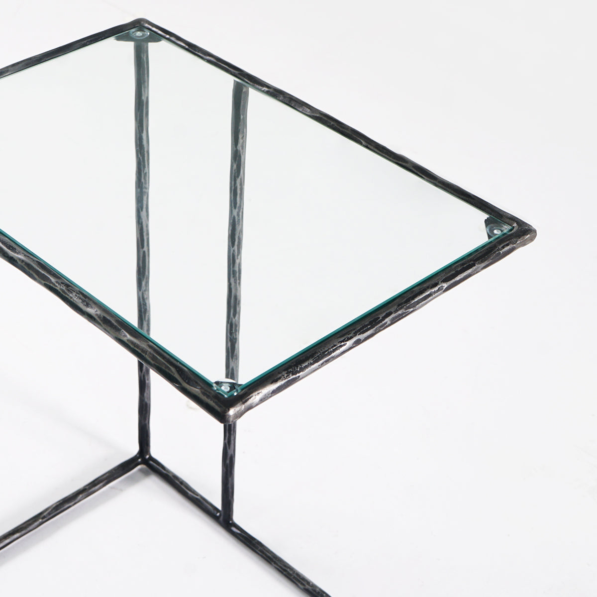 Thaddeus Tempered Glass C-Shaped Side Table